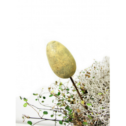 Jajo drewniane dekoracja na metalu 6cm Żółte
